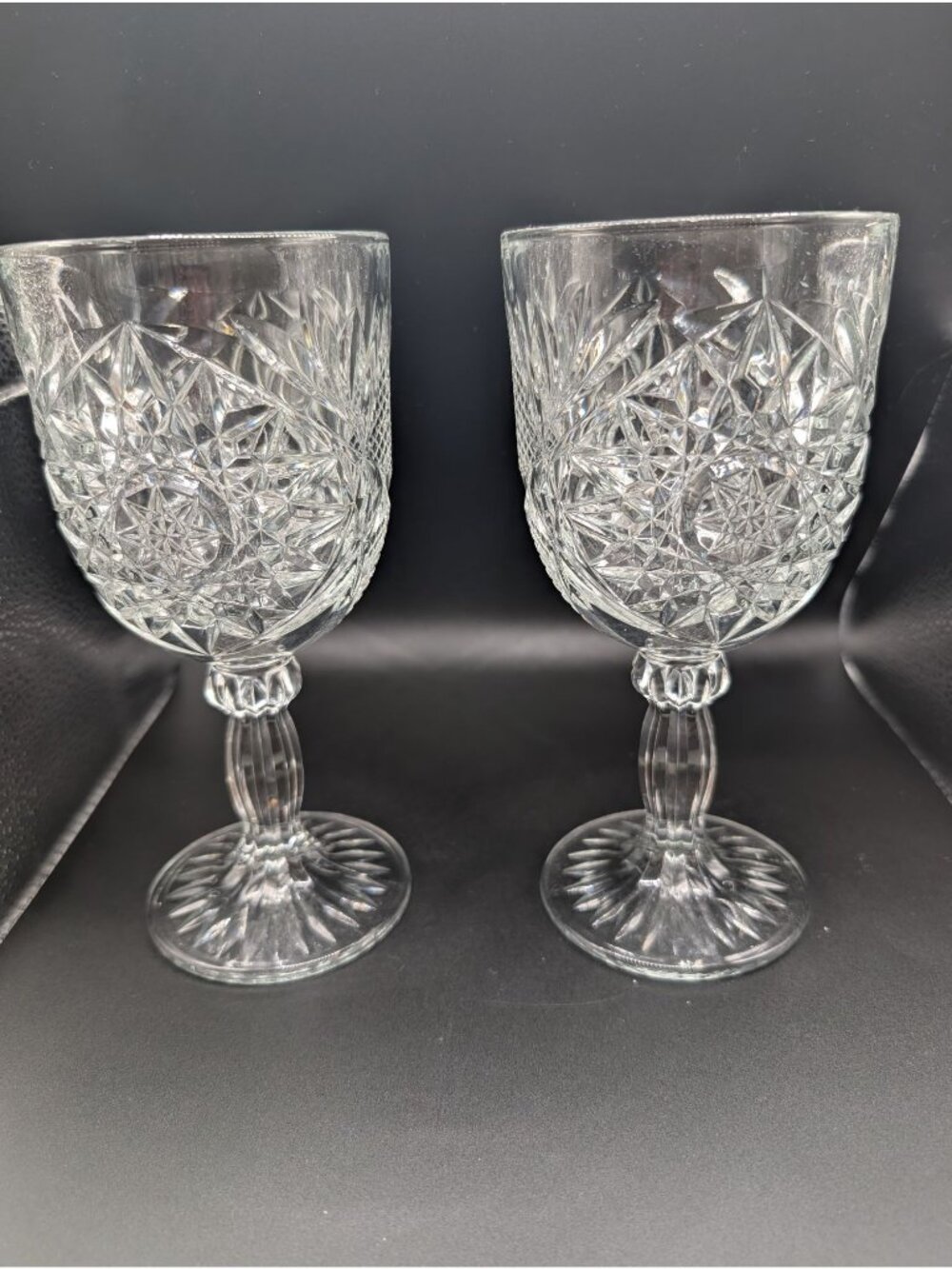 Vintage Libbey Hobstar Clear Glass Water/Wine Goblet - 6 Available PPP